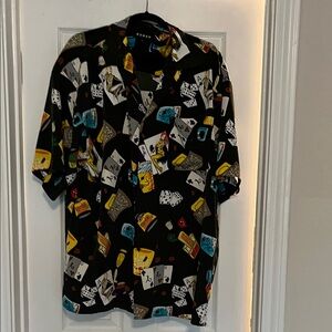 Koman Black Graphic Button Down Shirt